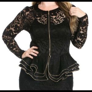 Black lace peplum top
